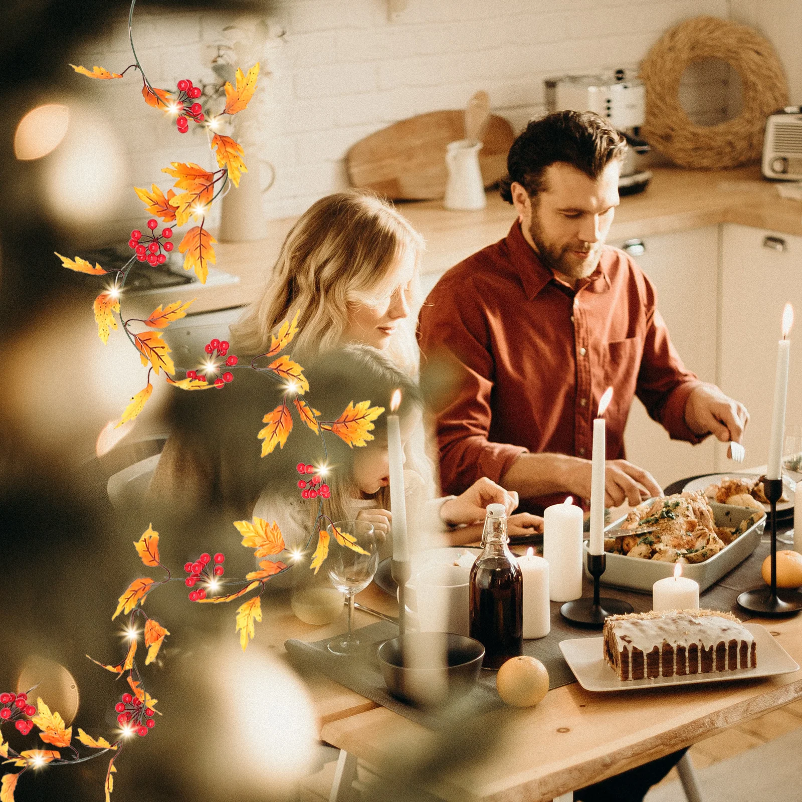 

Maple Leaves String Light 20LED 2m Thanksgiving Fall Decor Eye Catching Lovely Design Party Embellishment Leaf Lights
