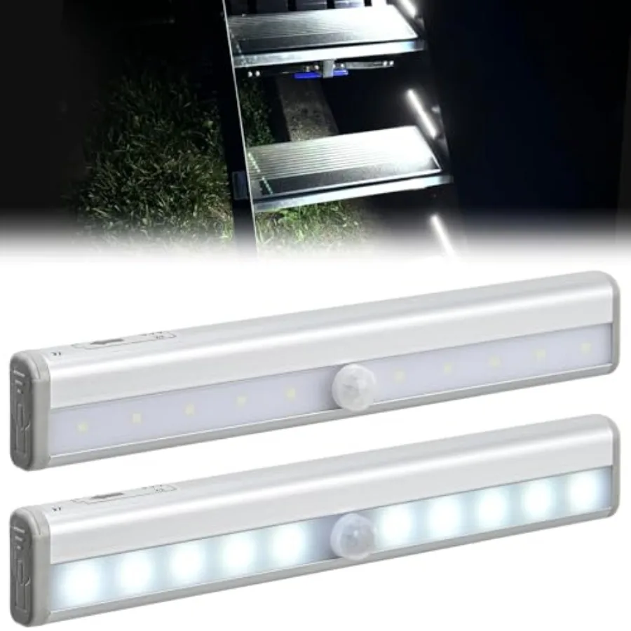 RV Step Lights Motion Sensor Activated LED Bar RV Exterior Lights Battery Operated Wireless Magnetic Stick Strip Lighting for M