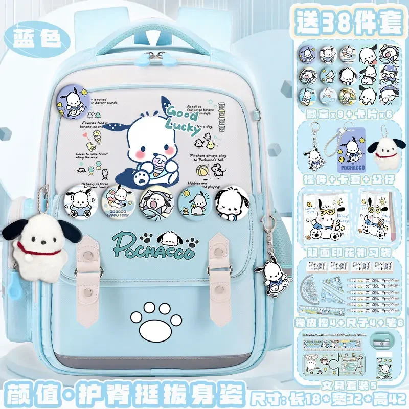 Sanrio-mochila escolar para estudiantes, mochila impermeable de gran capacidad, informal y ligera, con hombrera