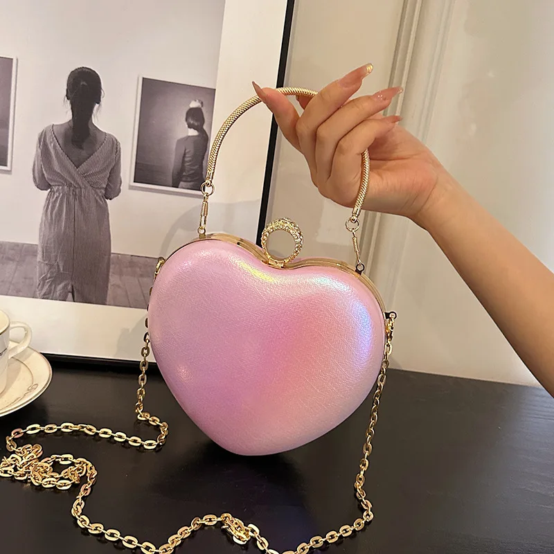 

2023 Candy Color Heart Shape Tote European Brand Designer Luxury Party Wedding Bag Fashion Evening Clutch Shoulder Crossbody Bag