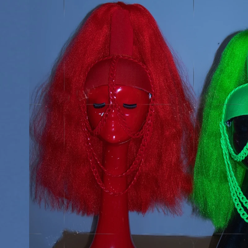 バーナイトクラブ DJ ポールダンスアクセサリー女性パフォーマンスダンス帽子ジャズダンスウィッグステージソロフェスティバルウェア XS10683