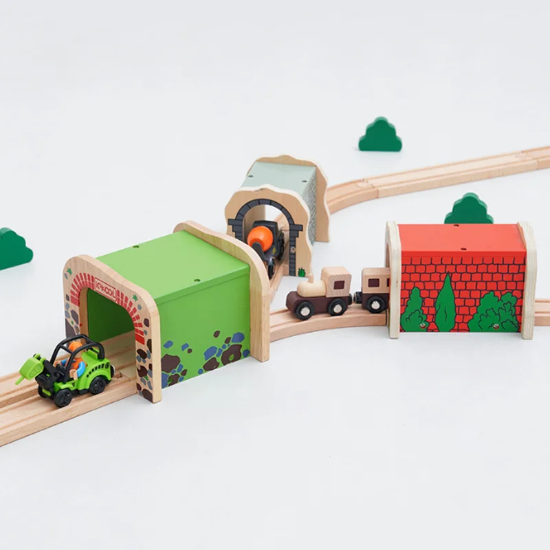 Pista in legno Treno magnetico Giocattolo Pista in legno Accessori per scene Tunnel della grotta di montagna Pista in legno di faggio Giocattolo per bambini