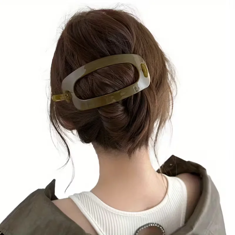 Elegante Ovale Acryl-Haarspange - Große, Vintage-Inspirierte Twist-Haarklammer für Damen | Schickes Haaraccessoire von Aylhfo – Detail 9