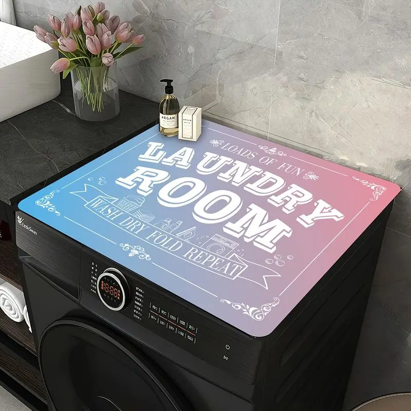VIKAMA Vintage Pastel Gradient Laundry Word Washer Dryer Protector Pad Water Absorbent Anti Slip Kitchen Countertop Decor Mat