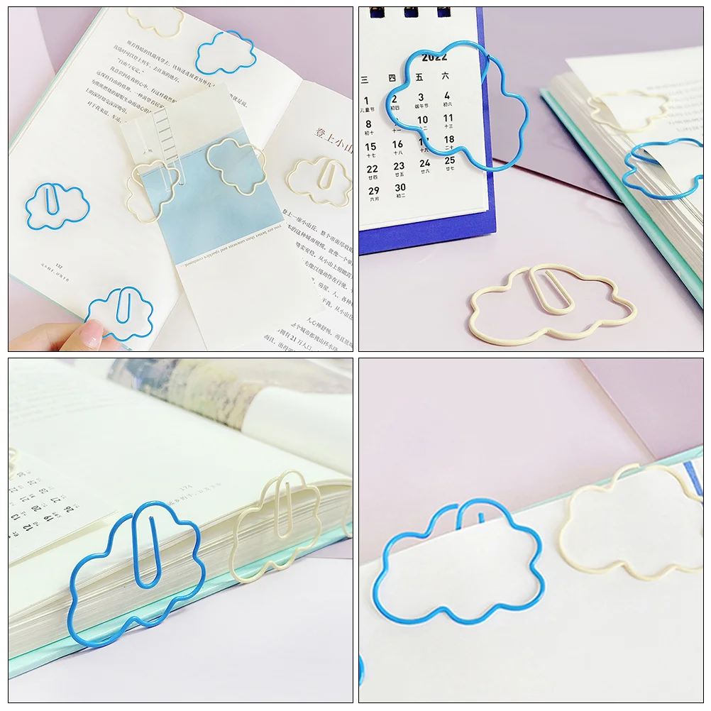 

30 Pcs Cloud Shaped Cartoon Bookmarks Paper Clips PVC Soft Rubber Office Supplies School Files Photos Practical