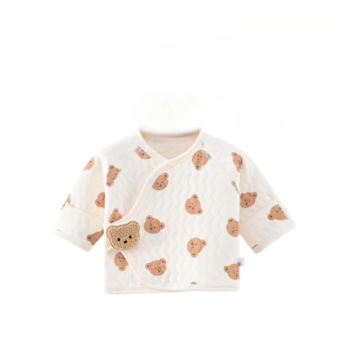 Thickened three-layer warm newborn half-back clothing double-layer belly protection ClassA boneless pure cotton single-piece top
