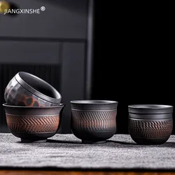 보라색 도자기 수제 찻잔, 가정용 세라믹 찻잔, 마스터 컵, 쿵푸 차 세트, 레트로 개인 컵