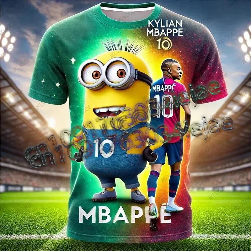 

Mbappe 10 Minions 3D Print Sport Quick Dry Breathable Men Tshirt Harajuku Football Jersey Parentchild Suit Boy Girl Short Sleeve