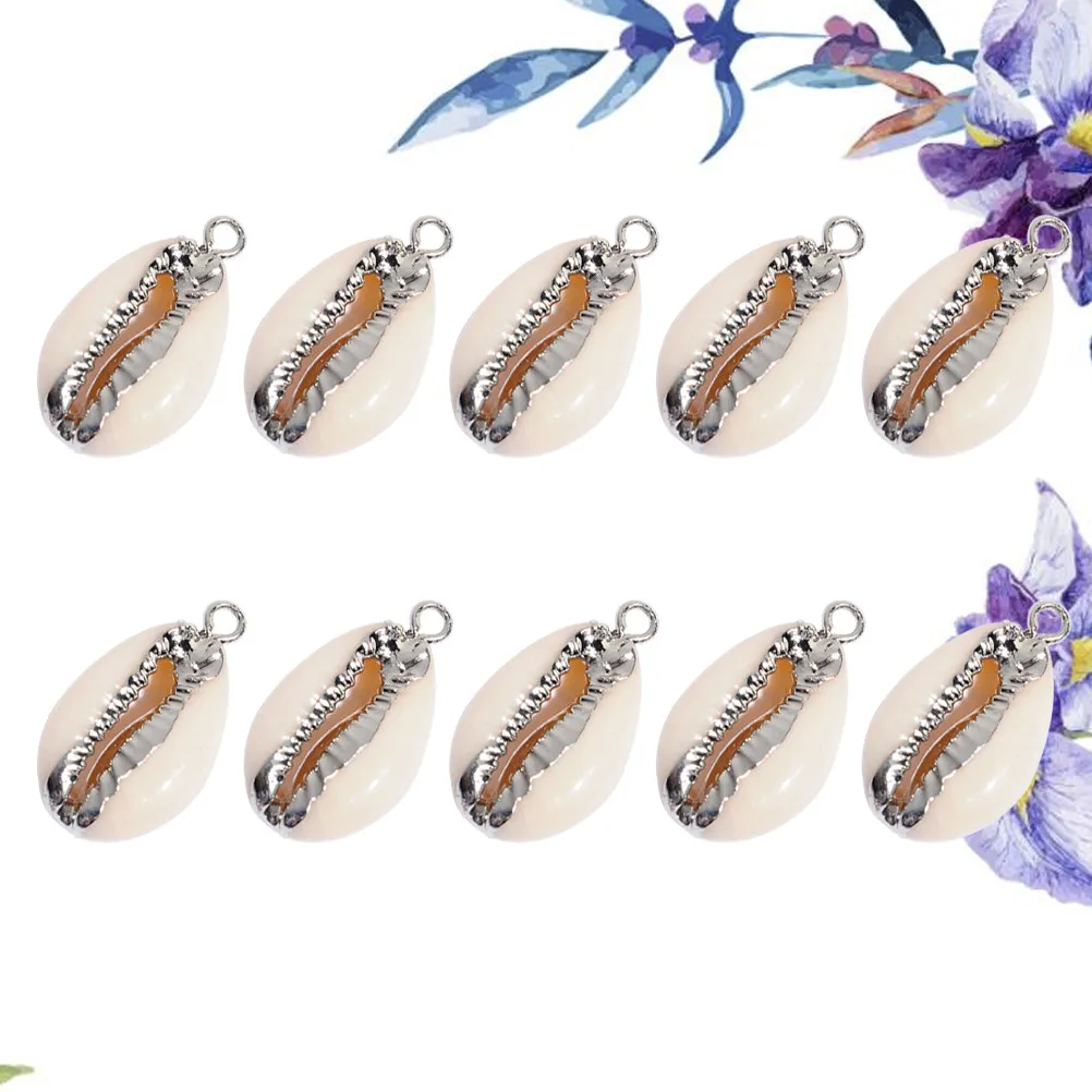 

Набор из 10 штук: Натуральные украшения из ракушек, посеребренные, для самостоятельного изготовления ювелирных изделий, легкие, элегантные, в морском стиле, для повседневного ношения