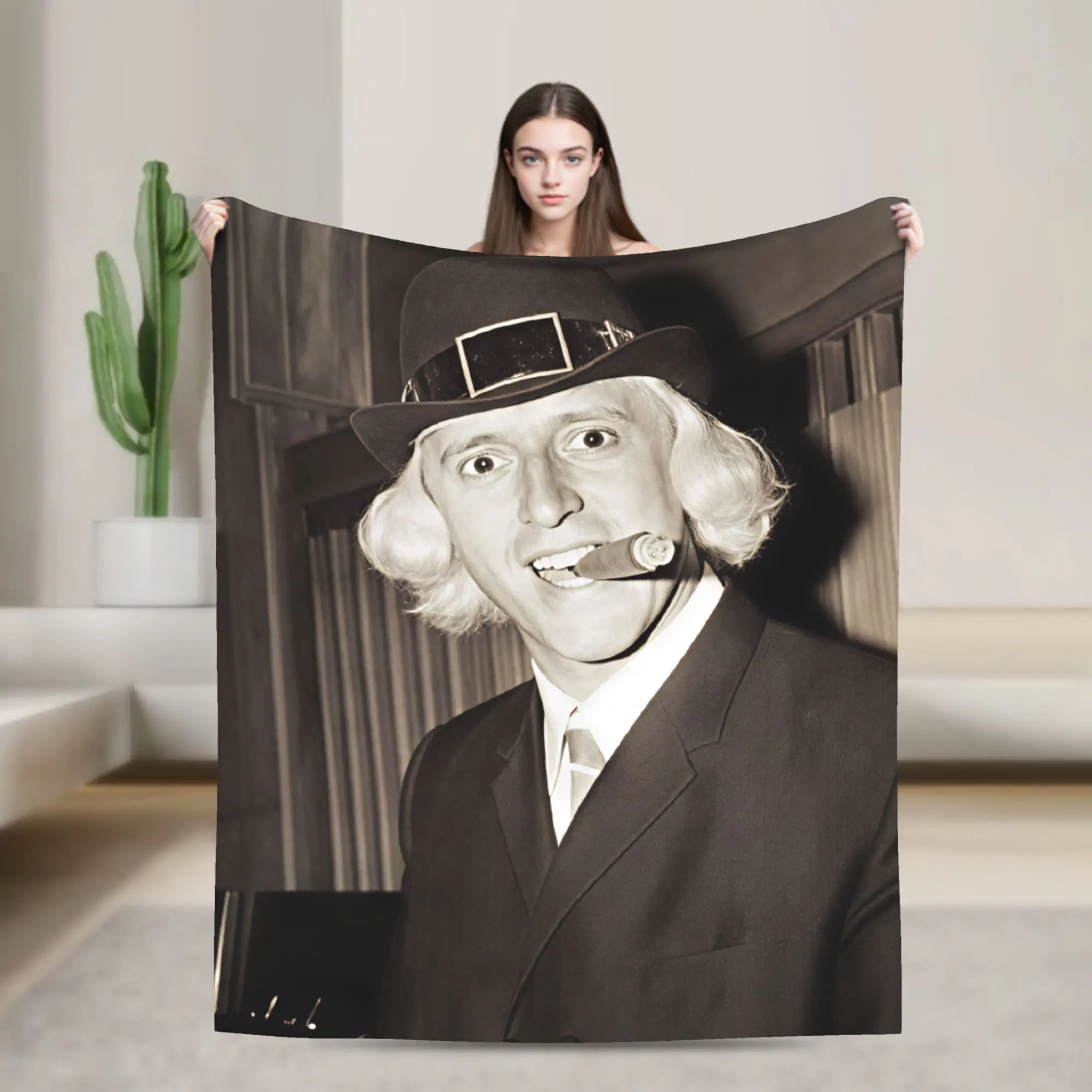 Manta Jimmy Savile, manta suave de felpa a la moda para dormitorio, viajes, oficina, colcha de franela, cubierta de cama
