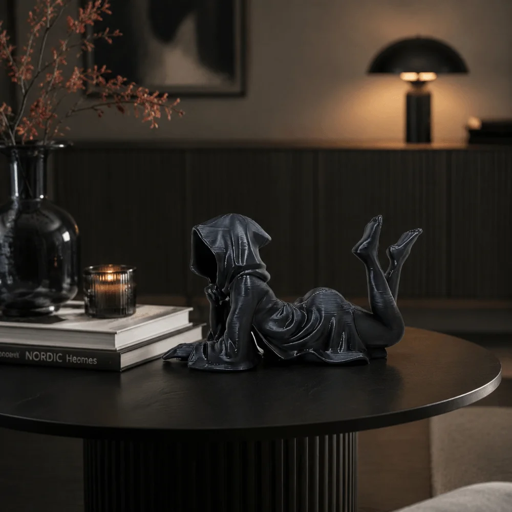 Elegant Home Decor Ghost Figurine 3D Printed Halloween Model Death Statue Dark Style Gothic Girl Statue Halloween Atmosphere