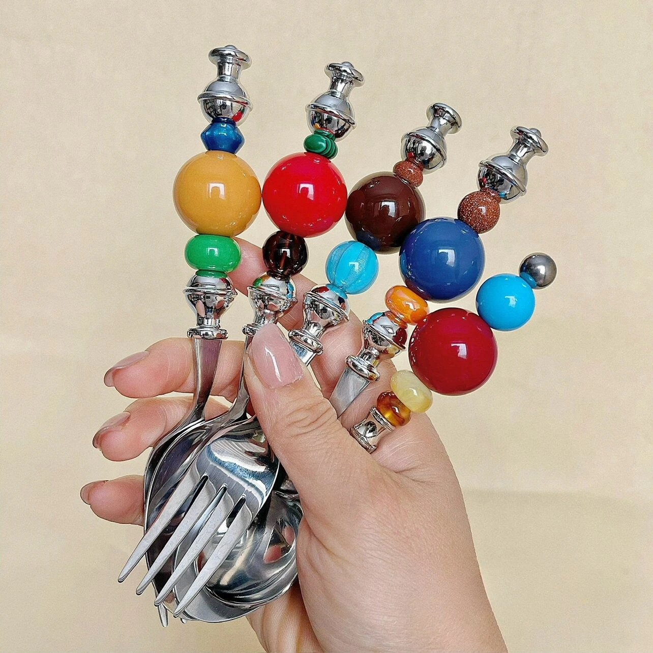 Dopamine Colored Stainless Steel Spoon, Serving Spoons, Utensils for Dining and Soup, Innovative Dessert and Cake Spoon