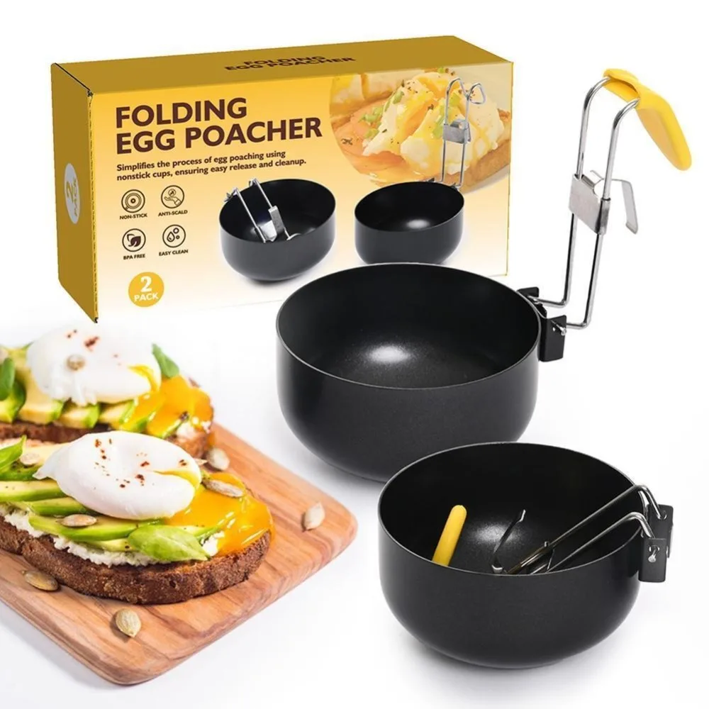 

1/2Pcs Reusable Egg Steamer Cooking Spoon Cooking Accessories Kitchen Tool Stainless Steel Egg Cooker with Oil Brush Anti-scald