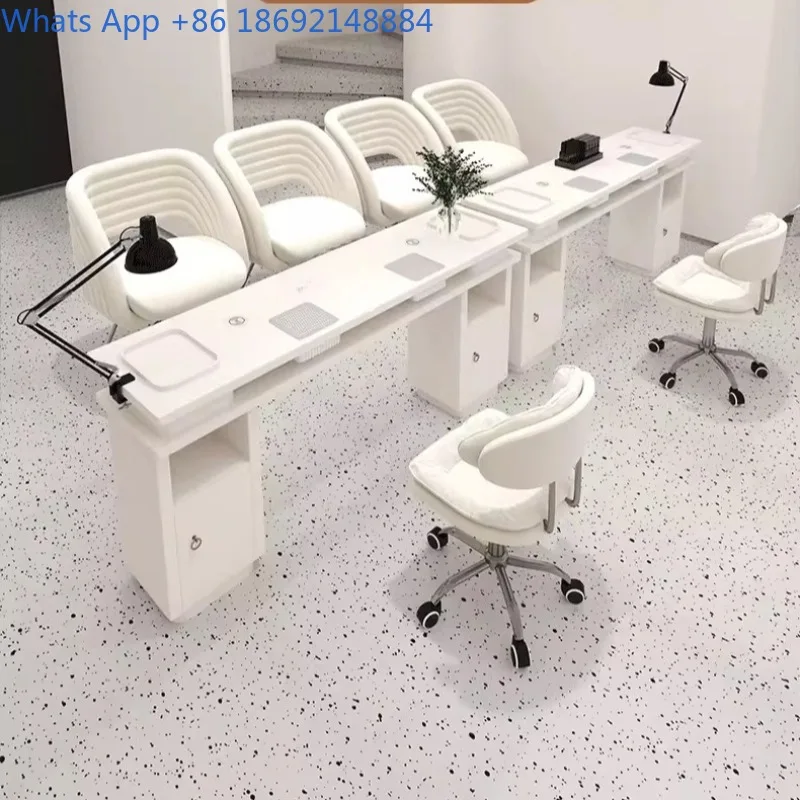 

Cream Style Nail Table and Chair Set with Built-in Vacuum Cleaner and Nail Lamp