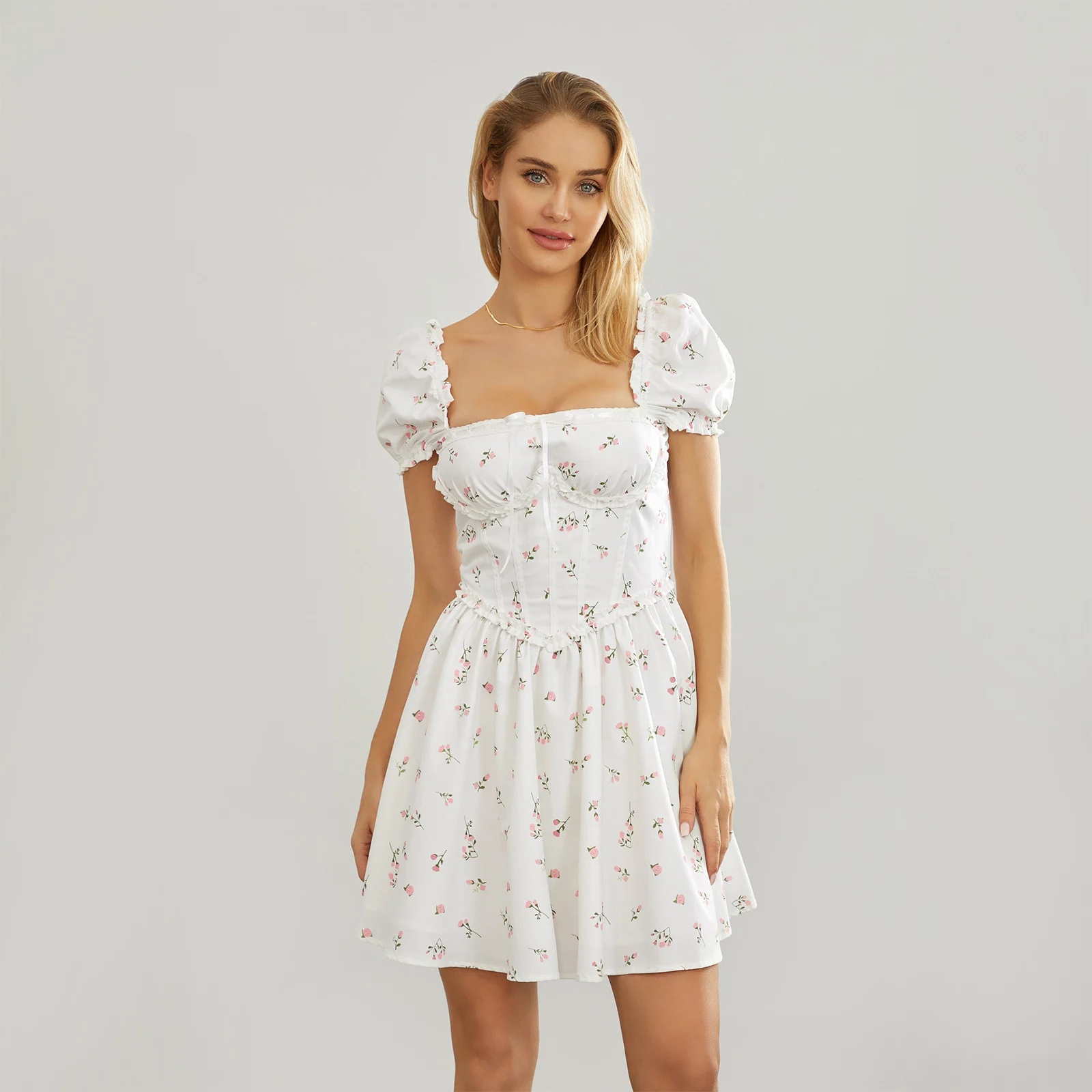 Vestido de verano con volantes para mujer, traje bohemio con corte en A, Espalda descubierta, informal, corsé