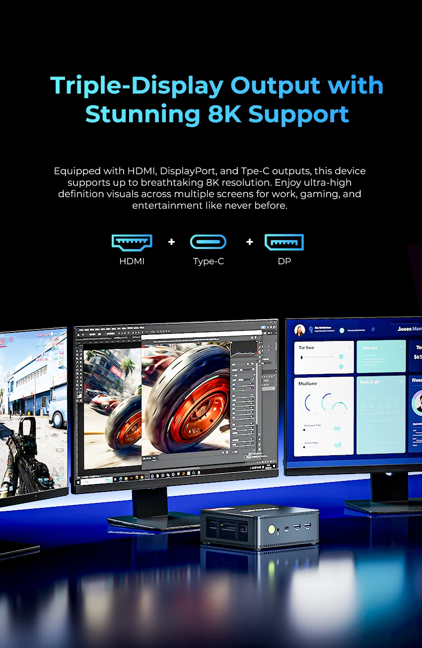 GMKtec M5 Ultra MINI PC Ryzen 7730U Win11 Pro WiFi 6E BT5.2 DDR4 3200MT/s Dual Cooling Fans 2.5G LAN*2 RJ45 Desk Gaming Computer