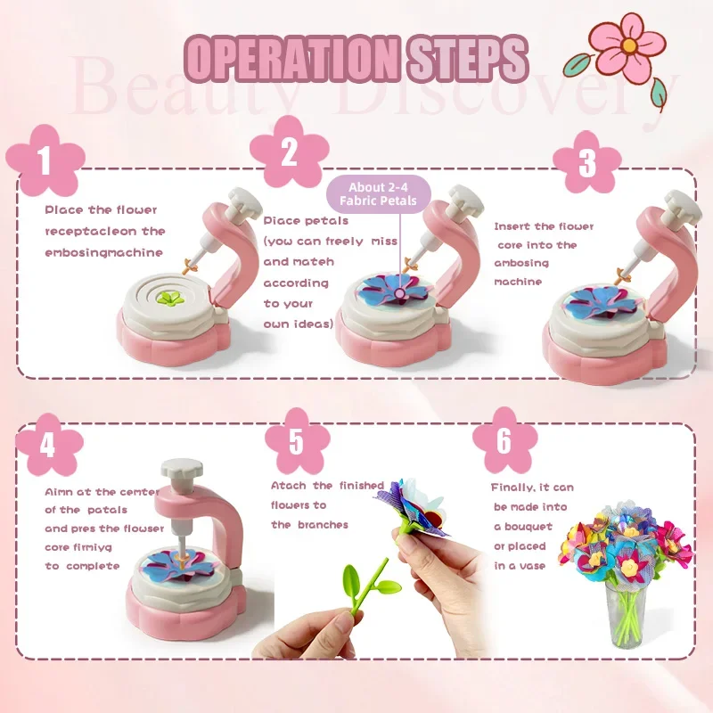 DIY Craft Kits Toys for Kids Handmade Fabric Flower Bouquets Toys Flowers Market Girls Christmas Birthday Gift