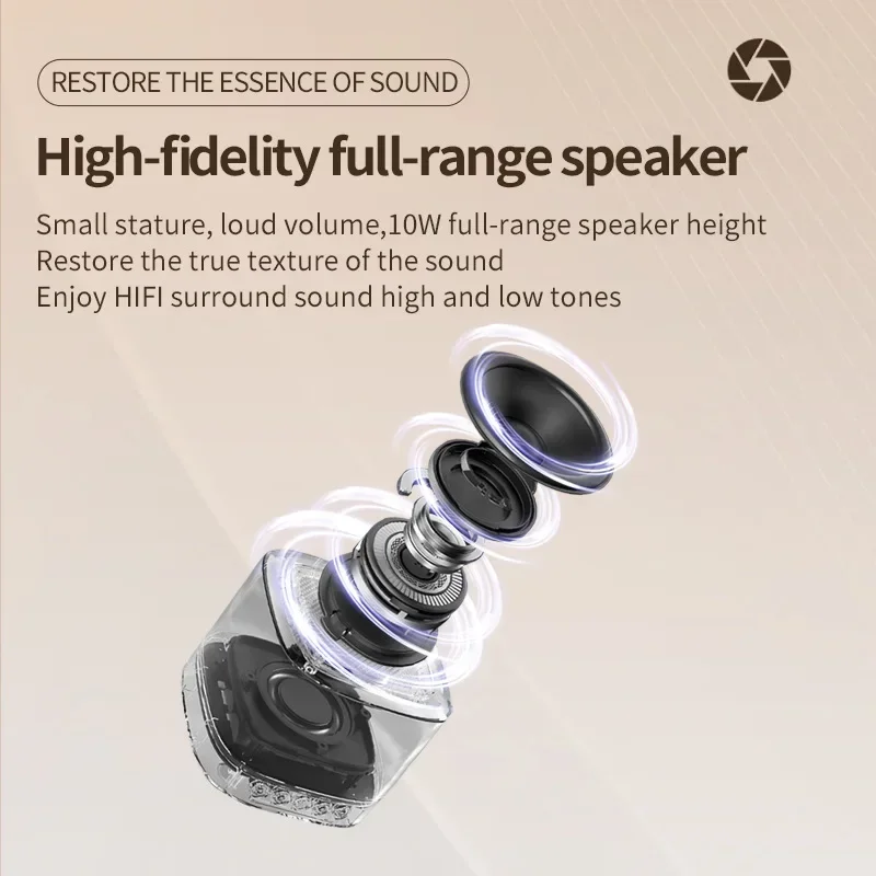 Full-screen Wireless Bluetooth Speaker with Duel Mic HIFI Sound Quality RGB Lights Multiple Playback Modes Stereo Music Player