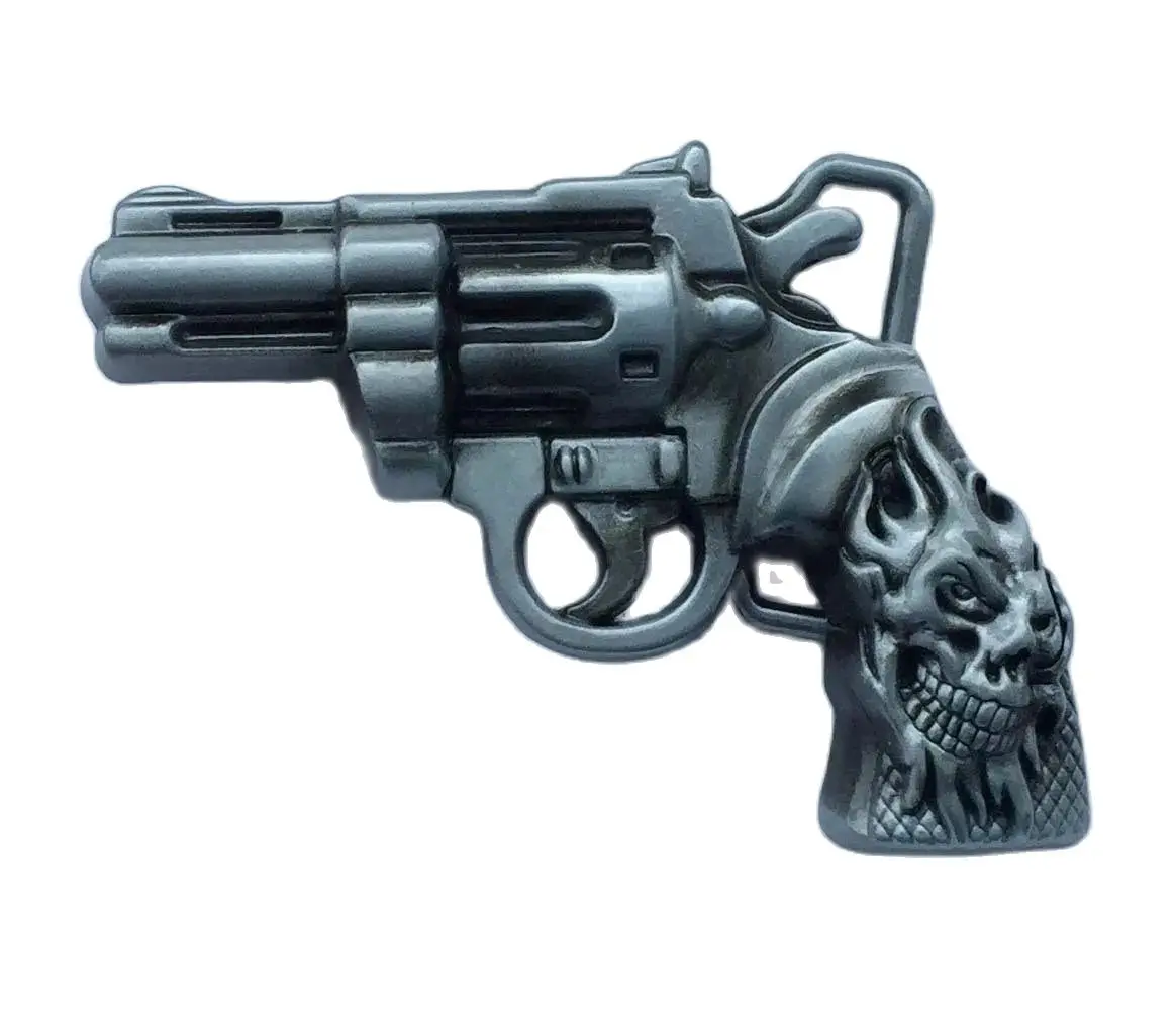 Western Cowboy Gun Skull DIY Belt Buckle for 4cm wideth belt with continous stock