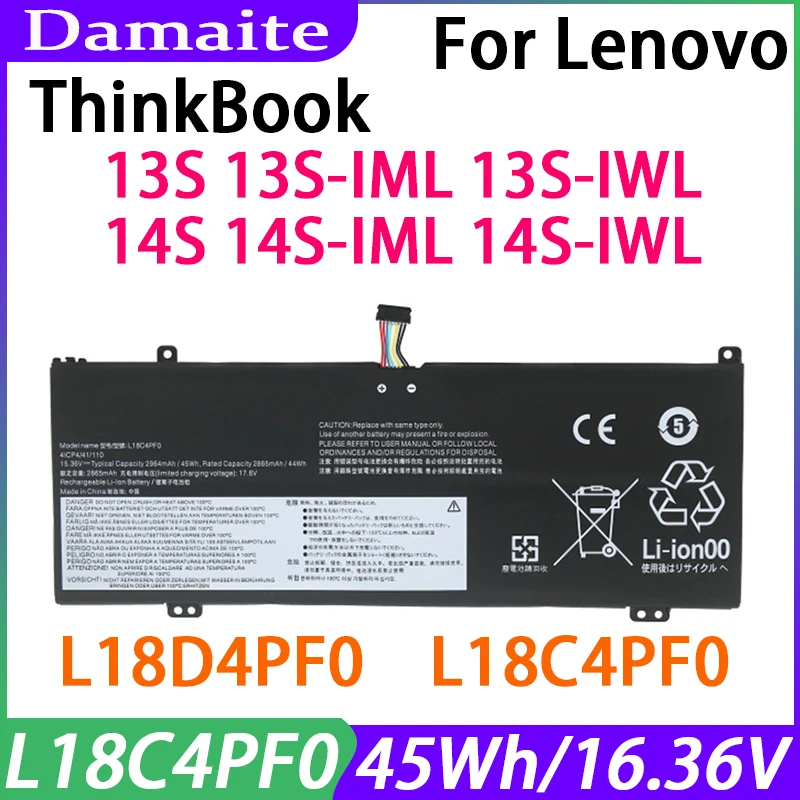 L18M4PF0 L18C4PF0 Batería Del Ordenador Portátil Para Lenovo ThinkBook 13S-IWL 20R90071GE 14S-IWL V540S Pro-13 14IWL S540-14-IWL L18D4PF0 V540S