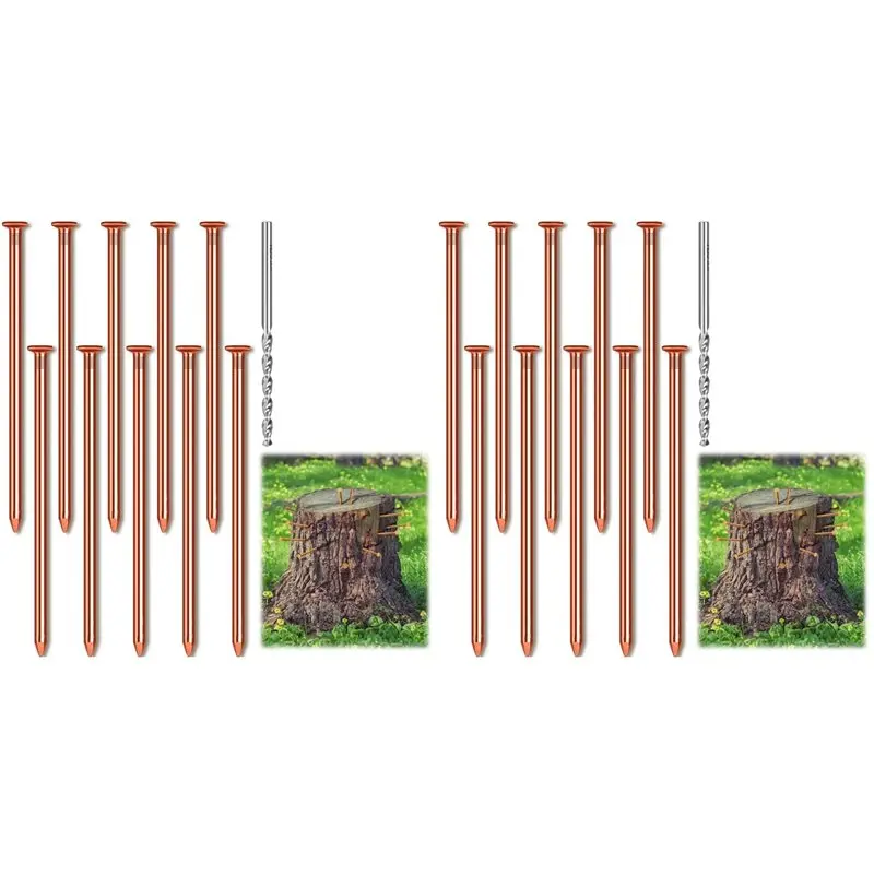 A96K-20Pcs Copper Nails For Killing Trees Stump Root, 3.15 Inch Long Pure Copper Nails Bulk With Drill, Stump Removal Spikes