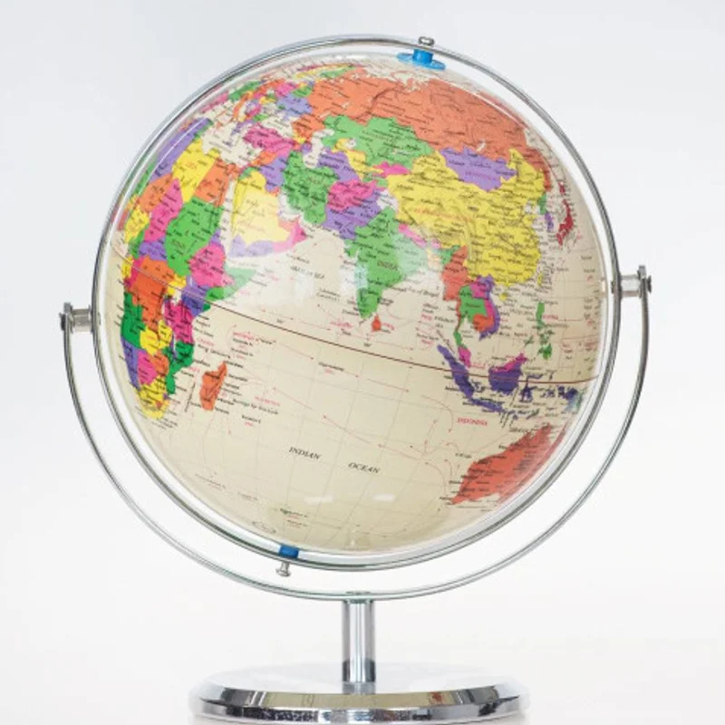 20cm diameter pure english universal globe metal ruler bottom base 360 ​​degree direction rotate instrument