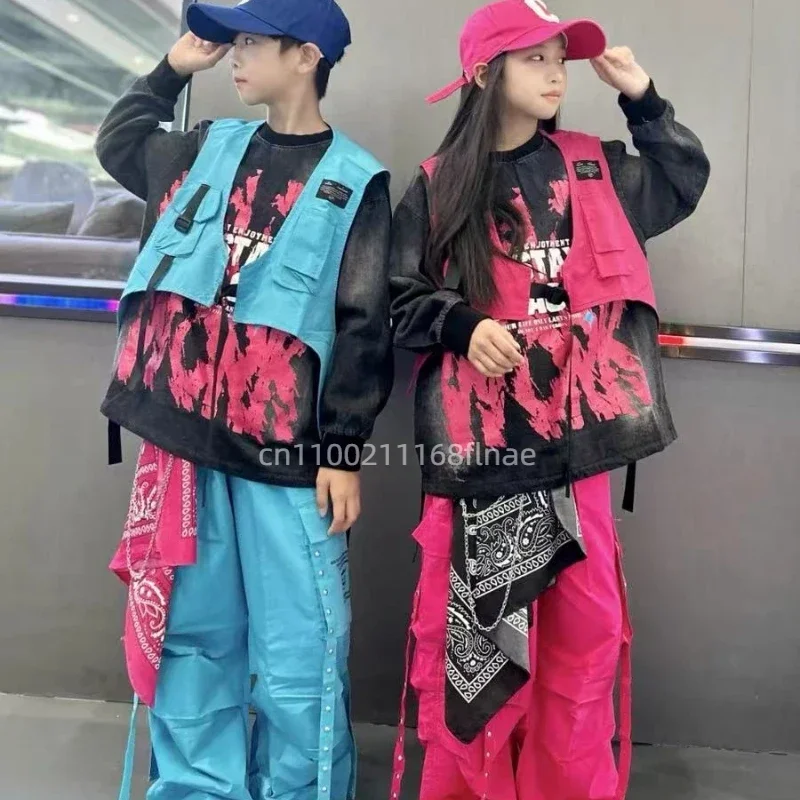 Hip-Hop- und Street-Dance-Performance-Kostüme für Kinder, Dopamin-T-Stage-Laufstegmode für Kinder, Jazz-Tanzkostüme für Mädchen