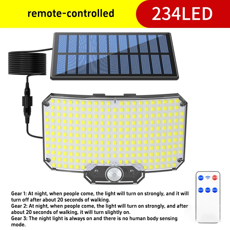 Upgrade Led Solar Security Lights Motion Sensor Outdoor 234led Flood Light Ip65 Waterproof Split Wall Lamp Solar Powered 3 Mode