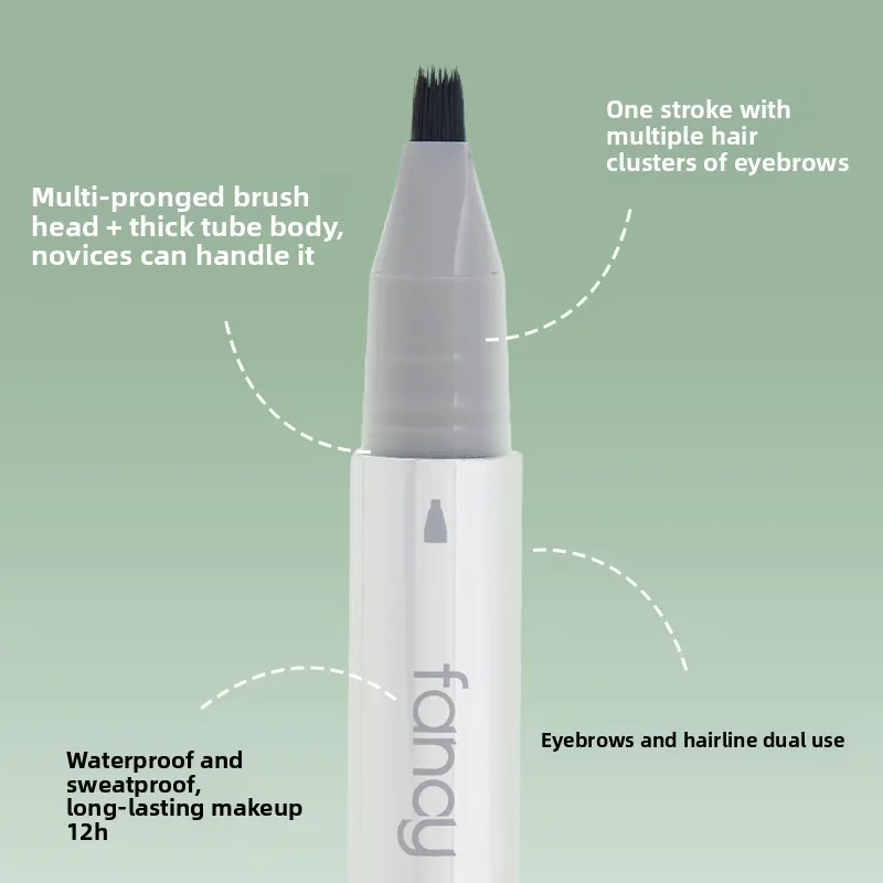 قلم حواجب فاخر، مقاوم للماء، يدوم طويلاً، غير قابل للتلوين، قلم حواجب برية بأربعة محاور، قلم حواجب مائي سائل