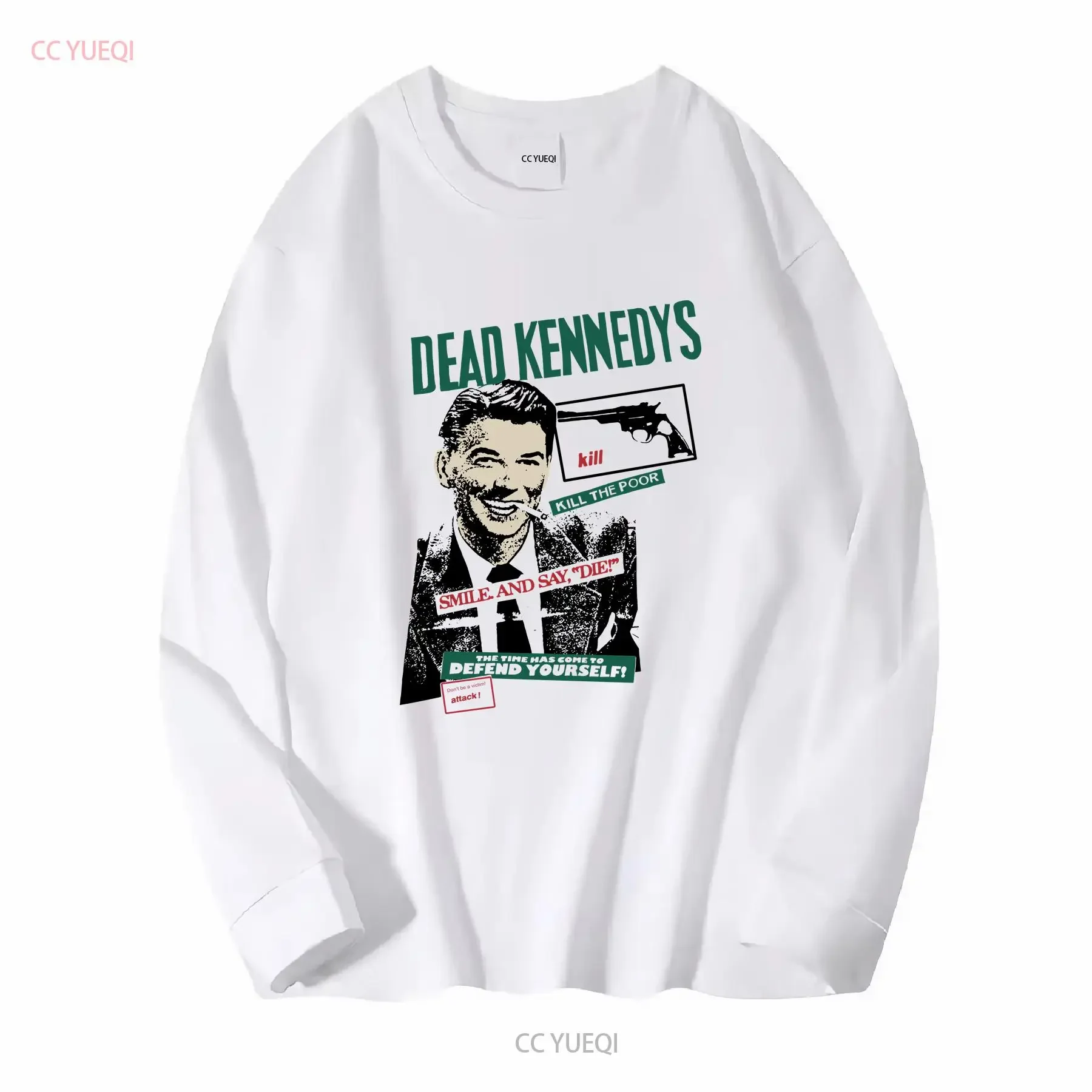 DEAD KENNEDYS KILL THE POOR NEW WHITE T SHIRT long or short sleeves vintage Washed Breathable graphic Stylish Versatile Unisex