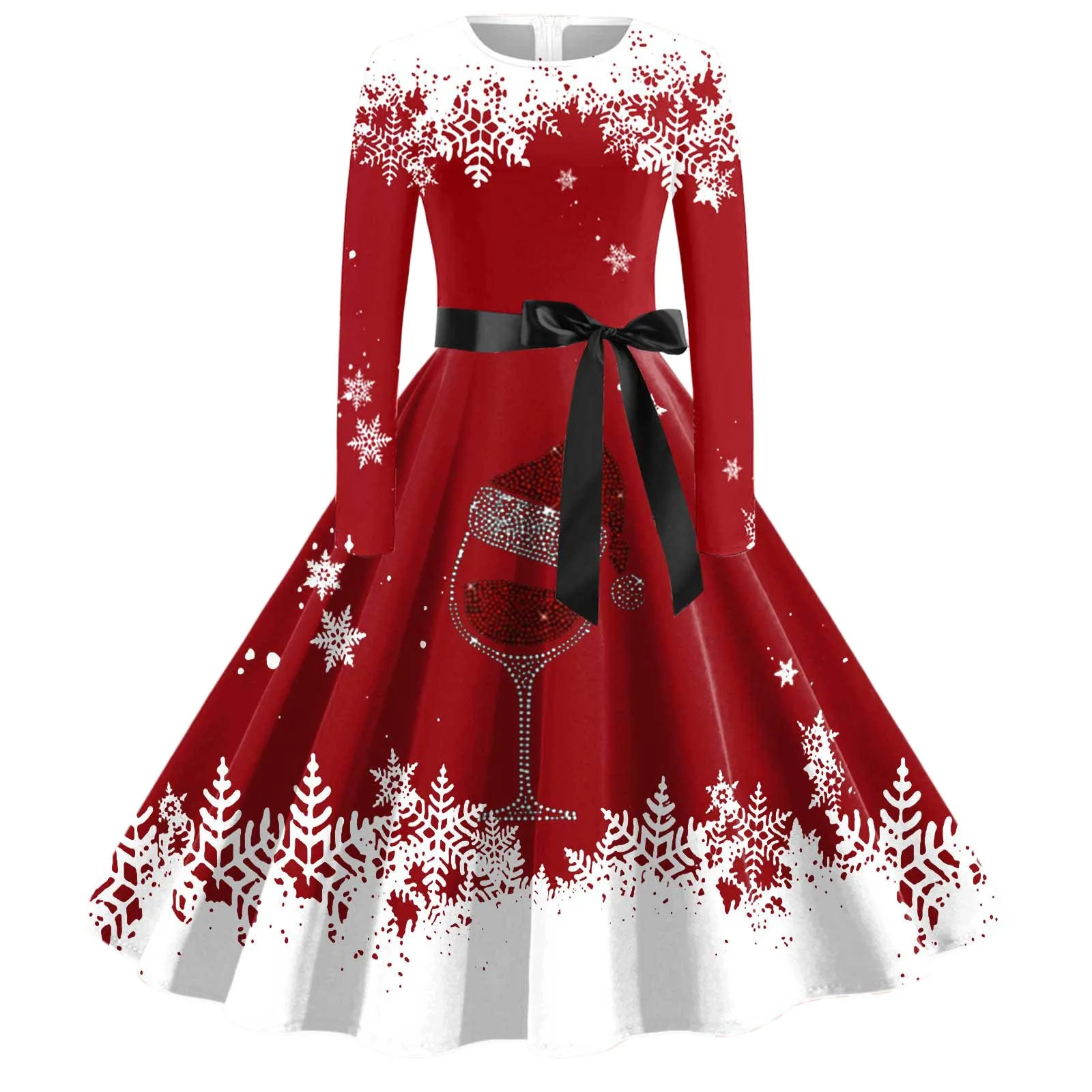 Robe de Noël Pin-Up Rockabilly pour Femme, Robe de Soirée Cosplay Sexy, Père Noël, Imprimé Neige, Cocktail, Bal, Hiver