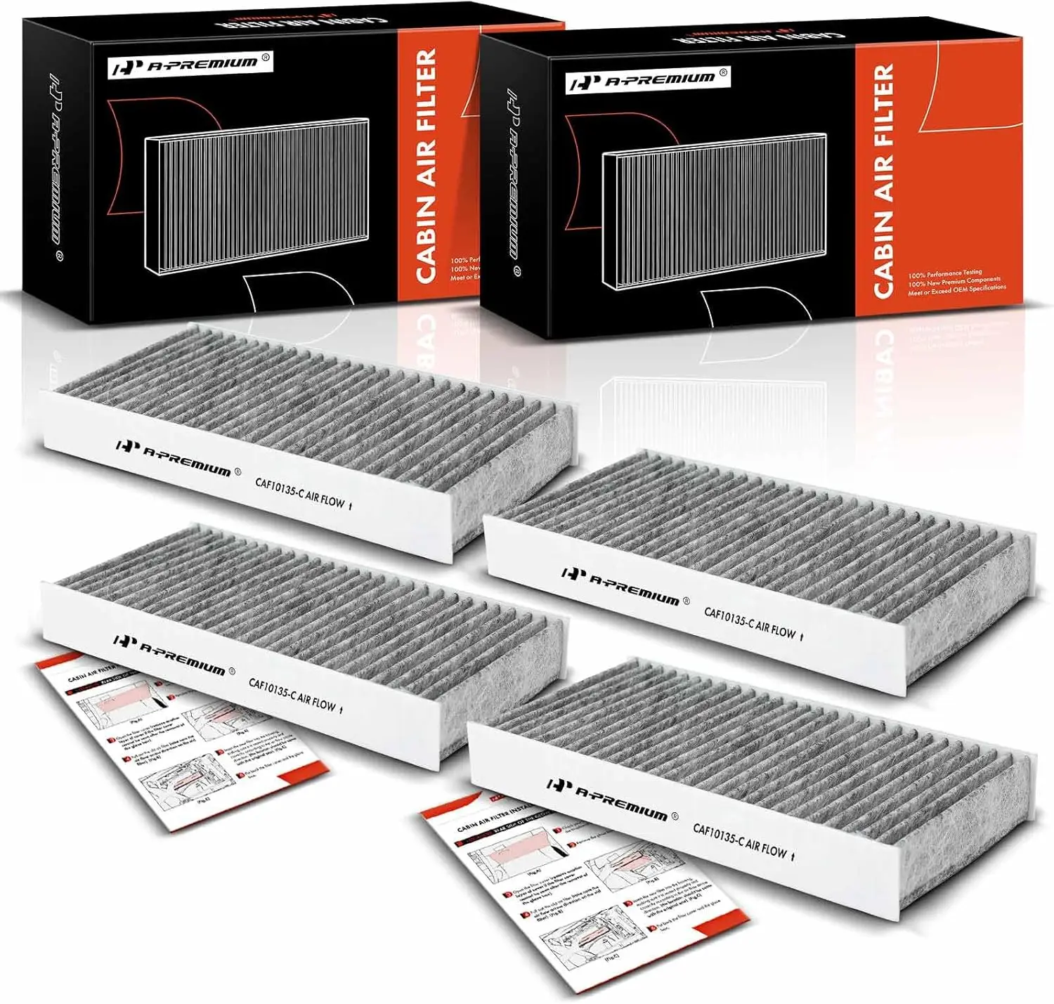 

4-PC Cabin Air Filter w/Activated Carbon Compatible with Honda & Acura Model - Civic (01-05), CR-V (02-06), Element (03-11), CSX