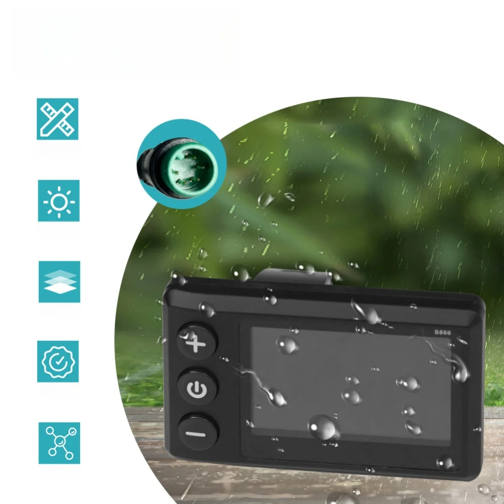 

Electric Bicycle Display Screen S866-1S 24V-48V Control Panel Dashboard Waterproof Connector With USB E-bike Accessories