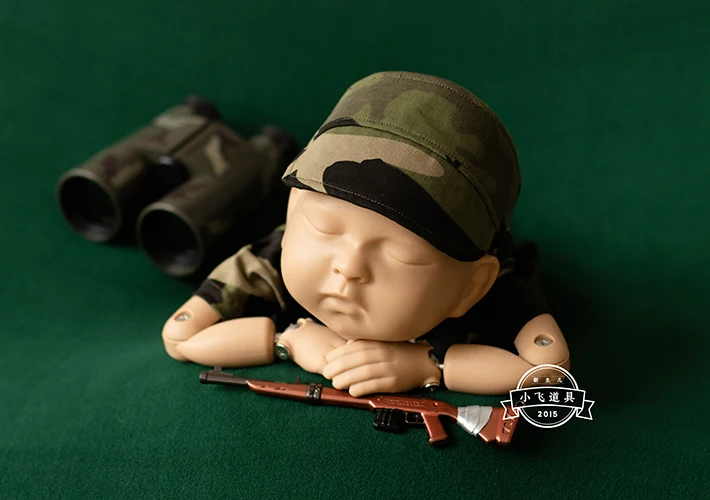 Newborn Photography Props Romper Hat Telescope Camouflage Military Uniform Special Combat Suit Baby Boy Outfit Bebes Accesorios