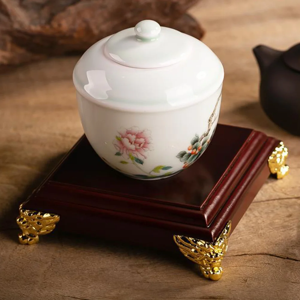 

1Pcs Jade Stone Purple Clay Teapot Buddha Statue Base Flat Bottom Stable Decorative Stand for Flowerpot Fish Tank Craft