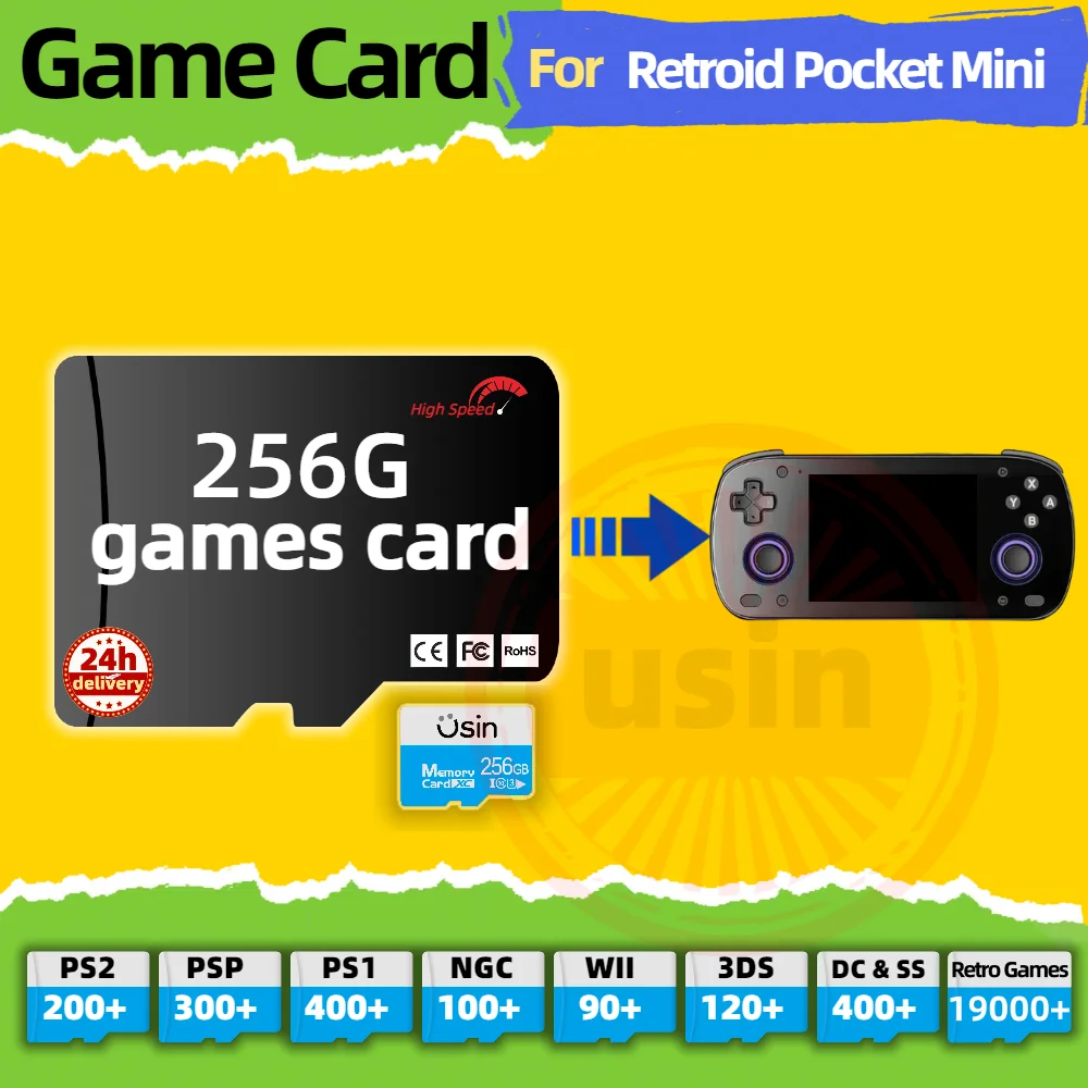 Game Card For Retroid Pocket Mini RPMINI TF Retro Games PS2 PSP PS1 Android portable Handheld Gaming SD Card High Speed 256G