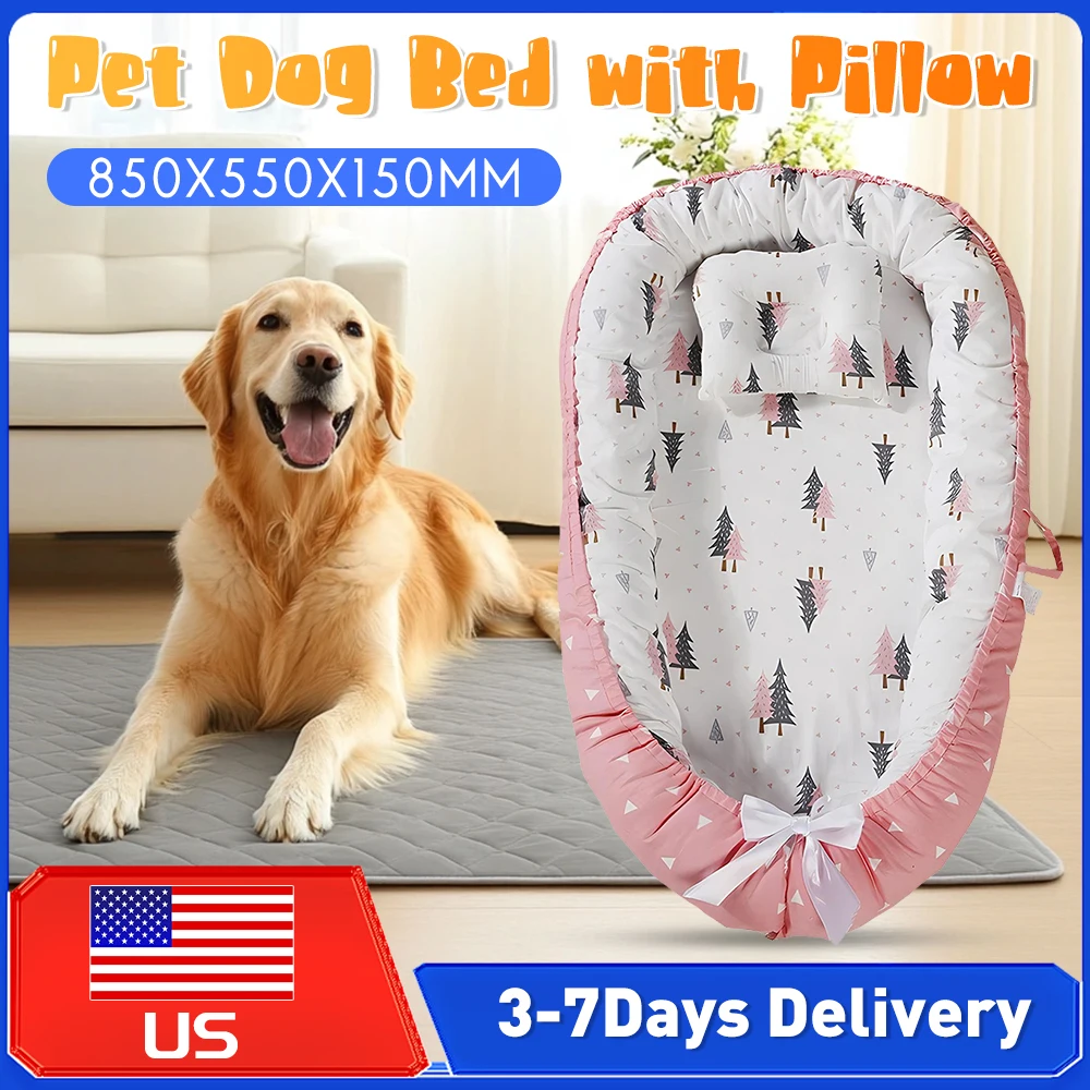 

Cat Dog Mat with Pillow Removable Soft Cloth Dog Sofa Bed Washable Dog Kennel Comfortable Pet Sleeping Bed for Small Medium Pets