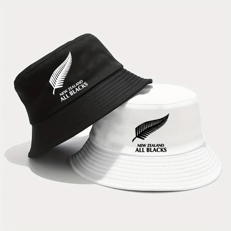 

New Zealand All Blacks Printed Bucket Hat Breathable Sun Hat Outdoor Vacation Travel Foldable Fisherman Cap For Men Women Summer