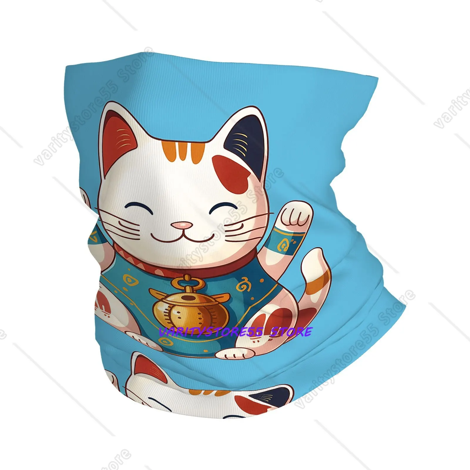 lenco-multifuncional-estampado-gaiter-de-pescoco-lucky-cat-tanuki-para-ciclismo-unissex-adulto-respiravel