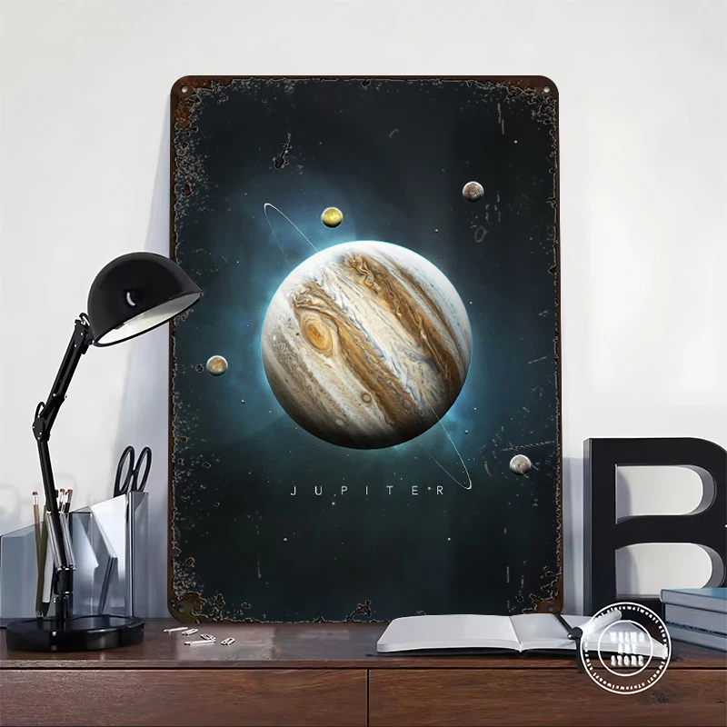 A Portrait of the Solar System: Jupiter Lightly 3D Poster Customized Vintage Metal Signs Wall Art Retro Tin Plaque for House