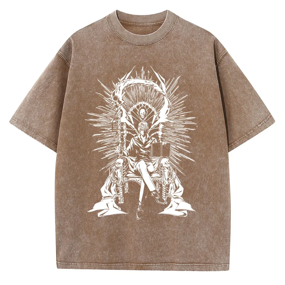 Harajuku magliette lavate Vintage Death Note maglietta con stampa grafica Anime maglietta Oversize in cotone moda Streetwear Unisex top Tee