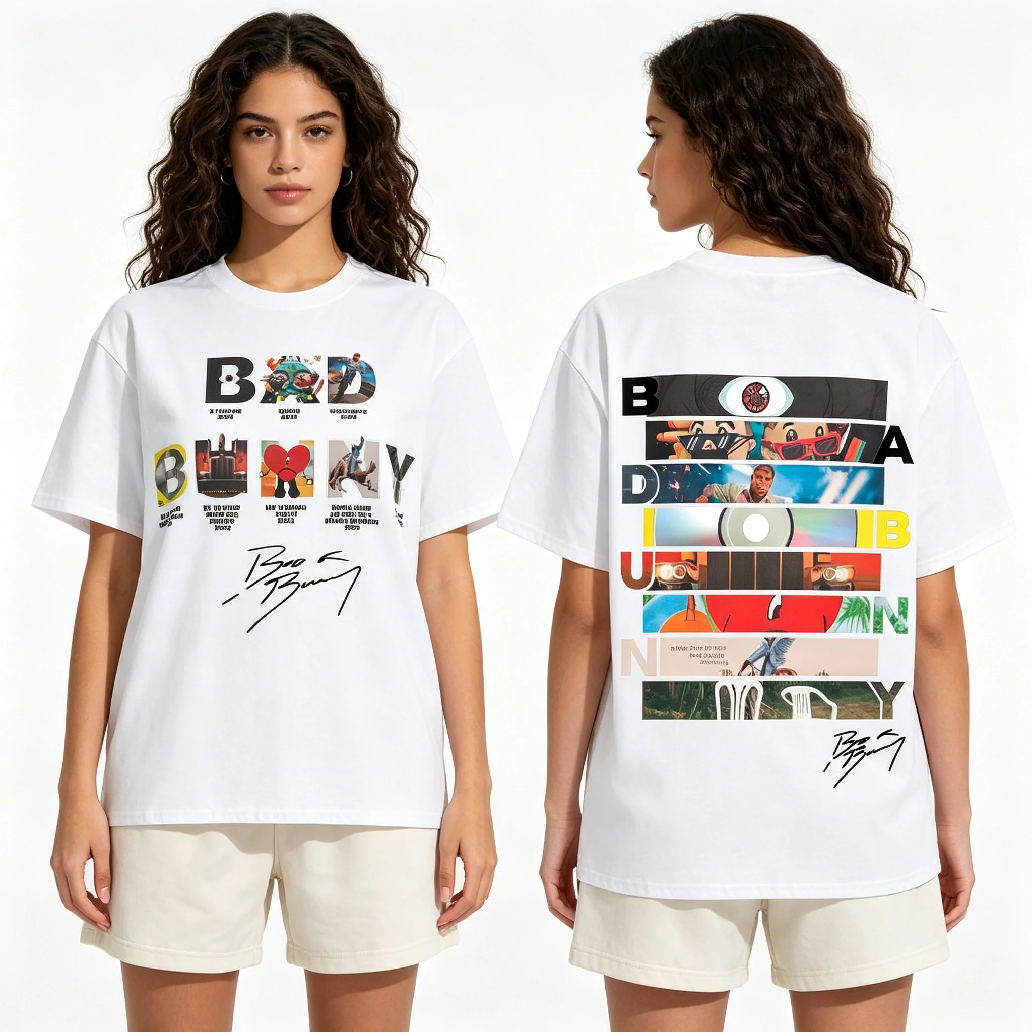 Herren-T-Shirt, Damen-T-Shirt, Jungen- und Mädchen-Top, für Erwachsene, Kinder, Eltern und Kinder, Baumwoll-T-Shirts für Kinder, Bad Bunny, Album-Cover, Hip Hop, locker geschnitten