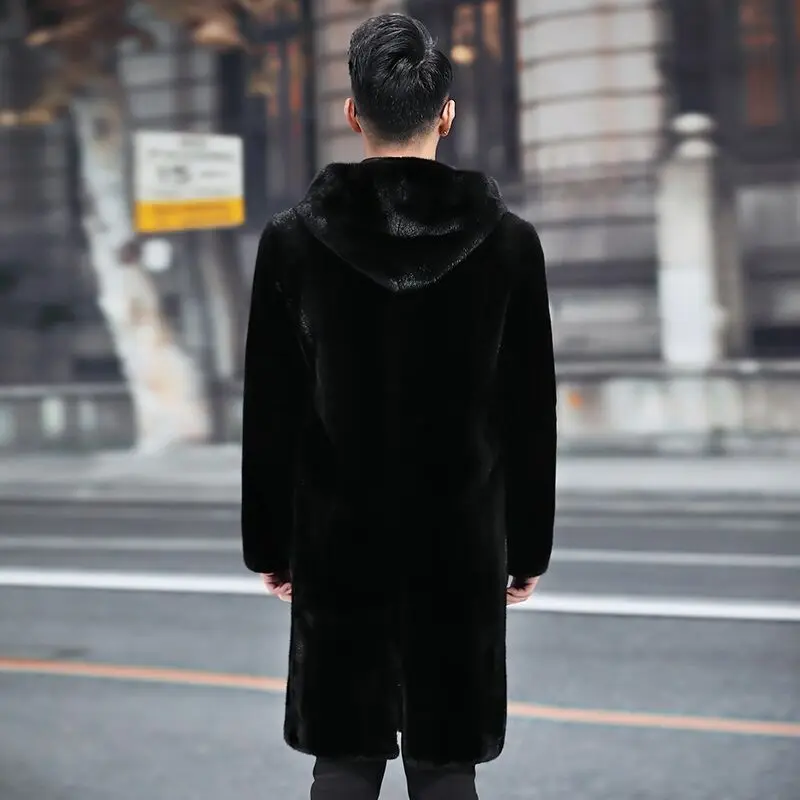 Men Long Fur Coat Luxury Brand Thickened Warm Long Sleeve Autumn Winter Jacket Faux Fur Coat Mink Jacket Korean Slim Fashion