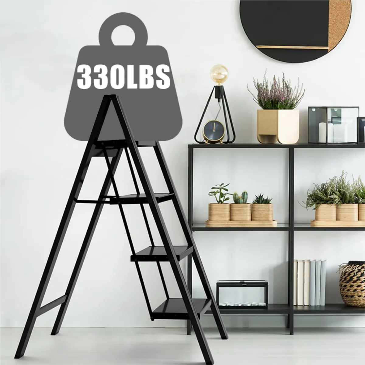 Ladder Folding Step Stool with Extra Wide Treads Portable Lightweight Home Ladder Kitchen Ladder Easy to Store Space Saving Capa