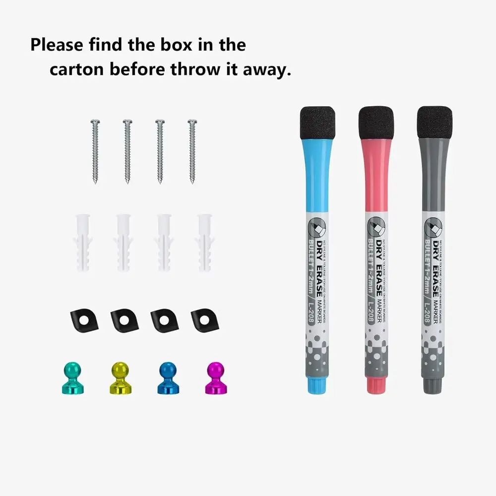 سبورة بيضاء مغناطيسية ممتازة مقاس 48 × 36 مع علبة تحديد، إطار فضي للمنزل والمكتب والفصول الدراسية