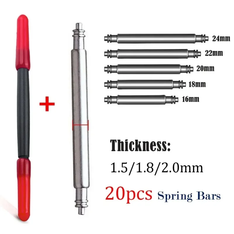 15 Stück Uhrenarmband-Stifte 2,0 mm Durchmesser Federsteg Uhrenteile Edelstahl Federsteg Verbindungsstifte Federsteg 2 mm Dicke