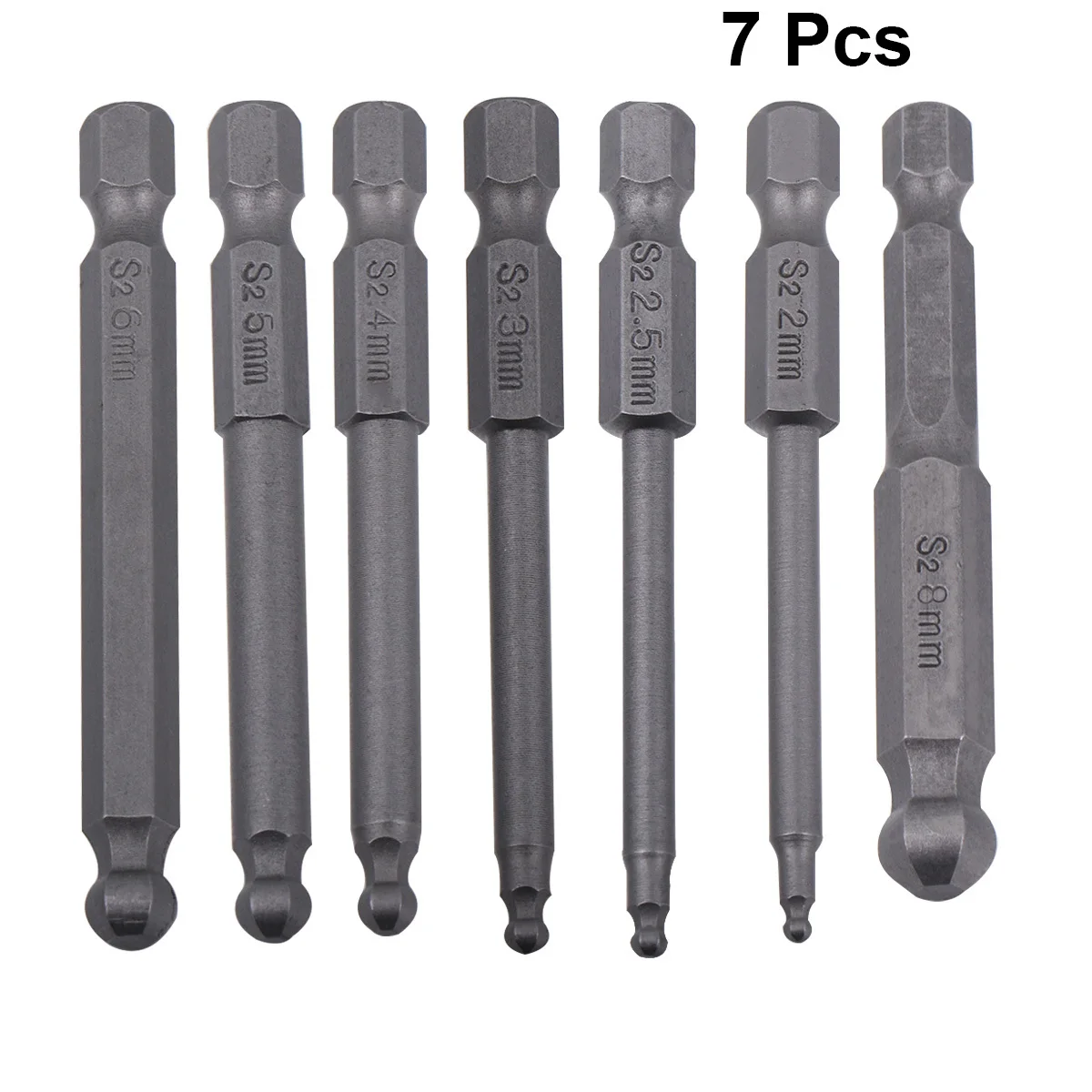 

7Pcs Ball Screwdriver Bits Set Magnetic Alloy Steel Hexagon Ball End Head Upgrade for Electric Hand Screwdrivers Drills High