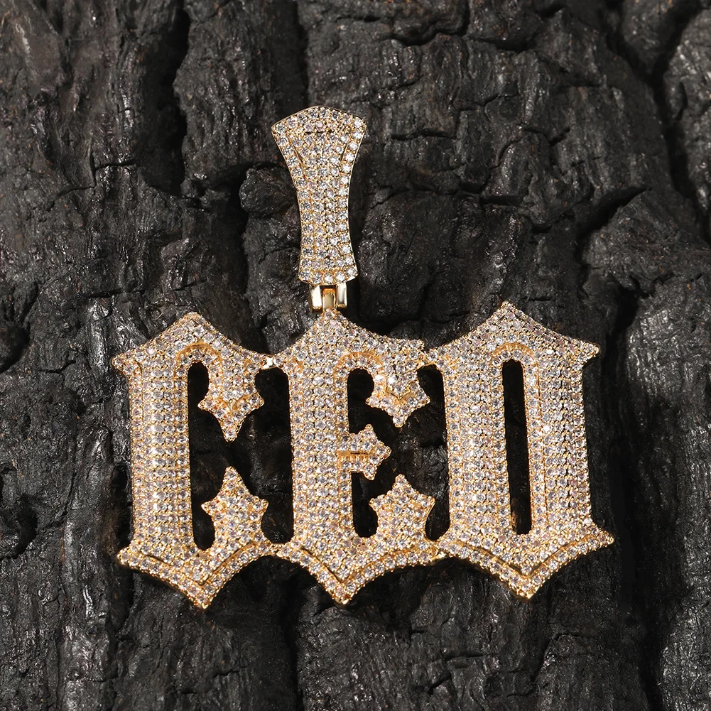 TopBling Hip Hop A-Z Custom Retro Gothic Letters Pendant Necklaces 18K Real Gold Plated