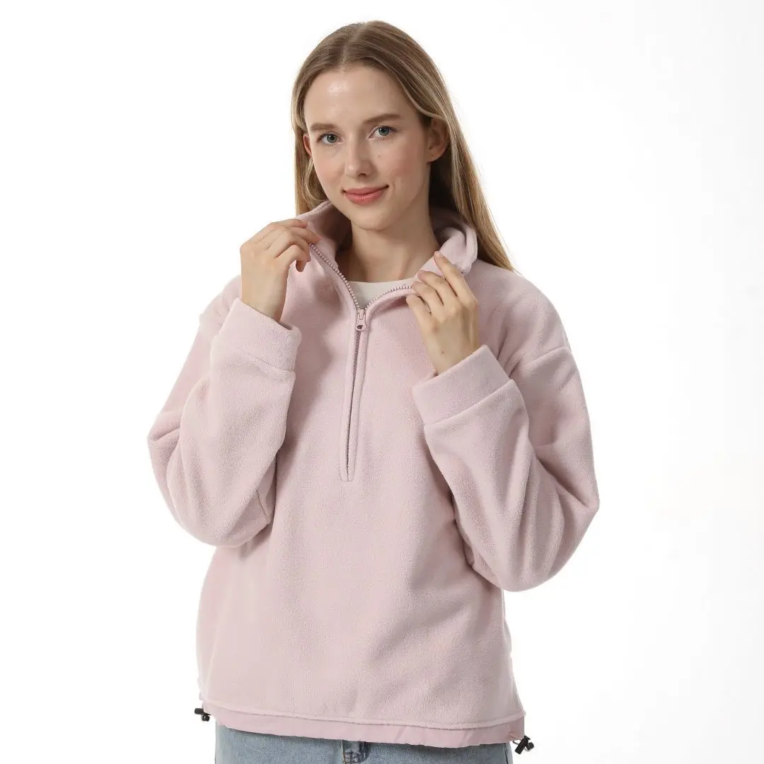 플리스 스웨트셔츠 모자 없음 여성용 멀티 컬러 가을 셔파 핑크 크루넥 배트윙 슬리브 리본 레이스업 러플 소녀 모드 스타일