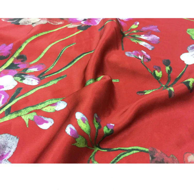 

Brand Printed Polyester Red Fabric Brand Fashion Design Shirt DIY Clothing Cloth Fabrics by the Meter for Dress Sewing Materi